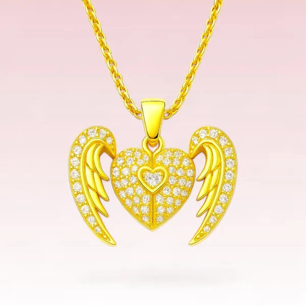 Customize Engraved Angel Heart Necklace