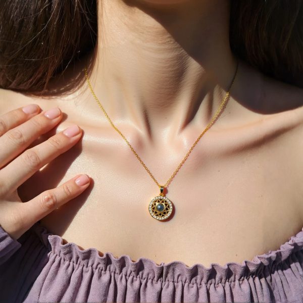 100 Languages Love You Projection Necklace Magnetic Sun Moon Pendant with Hidden Message, I Love You Necklace for Couples & Girlfriend Gift