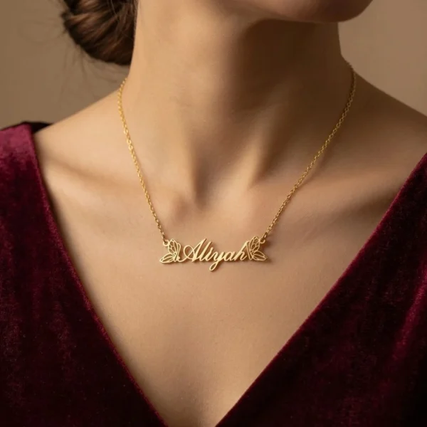 Personalized Name Necklace 14K Gold Plated Custom Minimalist Script Name Necklace Birthday Gift for Her