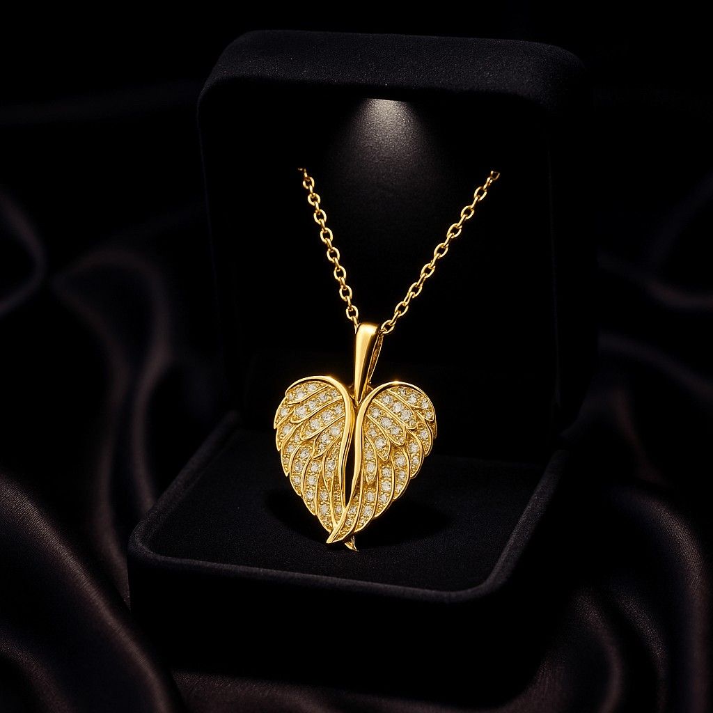 Minimalist Custom Double Angel Wings Heart Photo Locket - Image 5