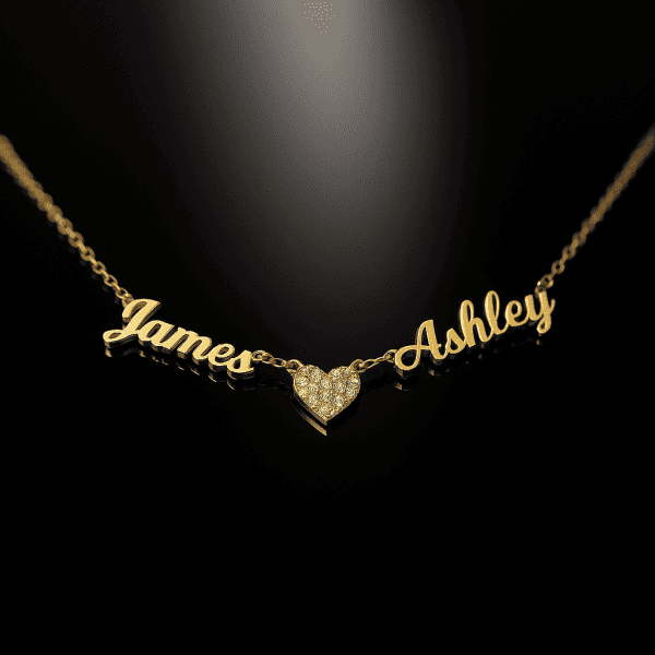 Personalized Double Custom Name Heart Necklace for His and Her Gift