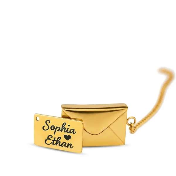 Stunning Gold Envelope Locket Necklace – Custom Photo Locket Gift