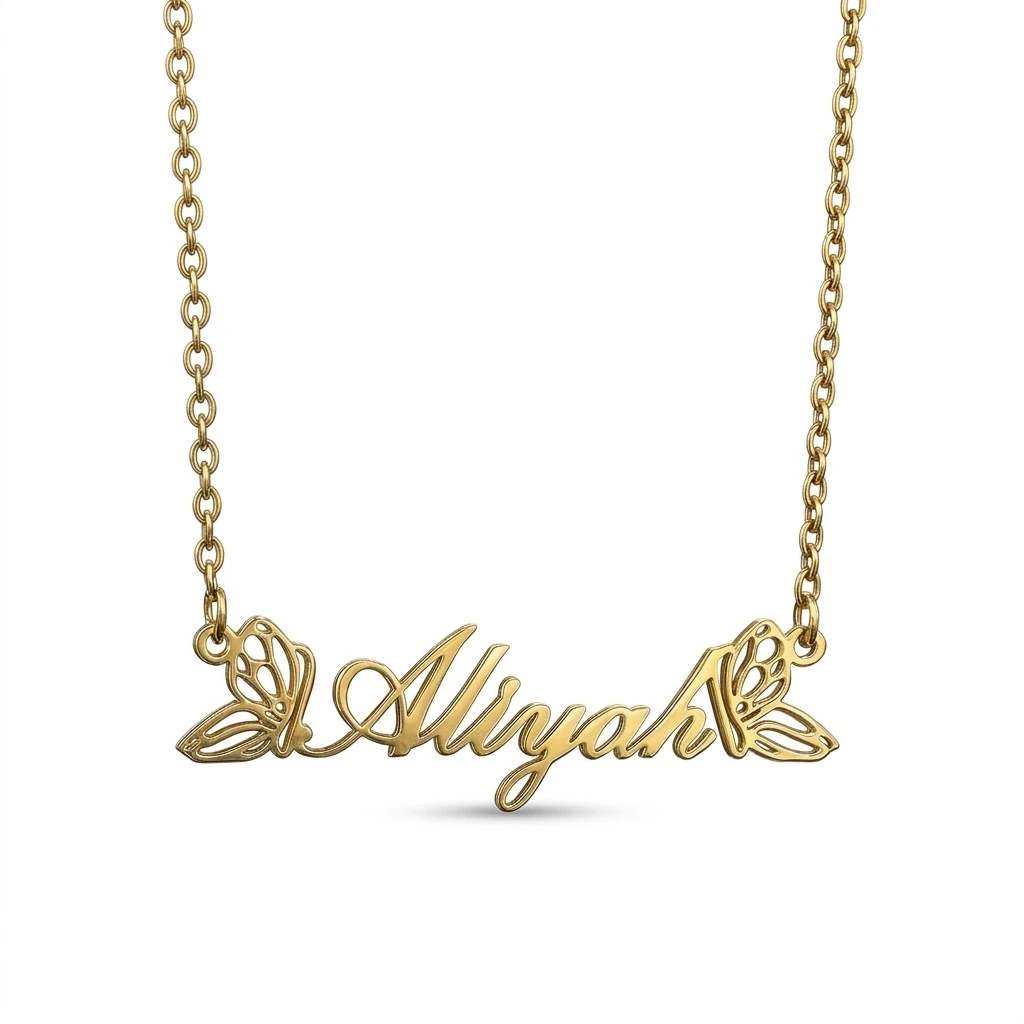 Personalized Name Necklace 14K Gold Plated Custom Minimalist Script Name Necklace Birthday Gift for Her