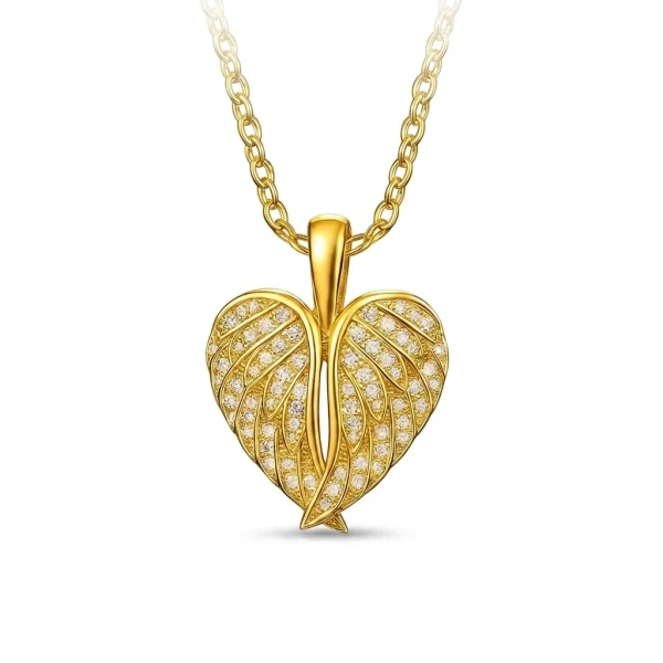 Minimalist Custom Double Angel Wings Heart Photo Locket