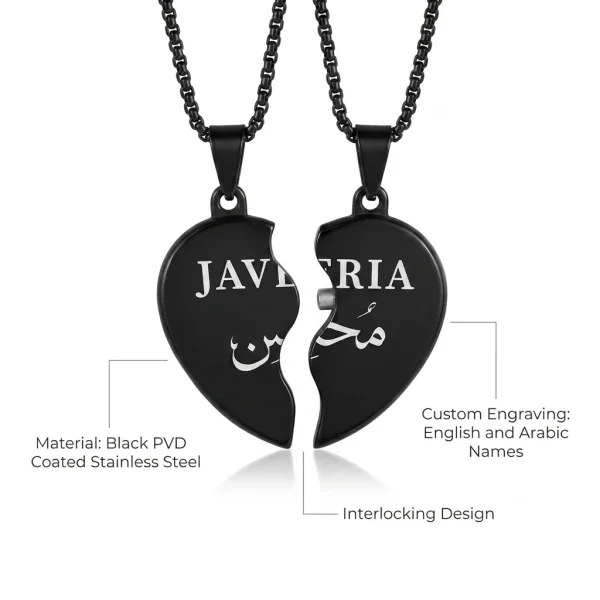 Personalized Broken Heart Necklace – Custom Engraved Love Pendant