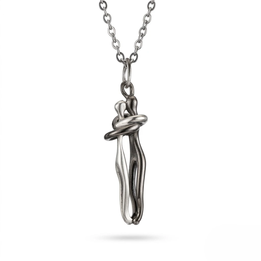 Hugging Couple Necklace Romantic Stainless steel Lovers Pendant Matching His and Hers Hugging Jewellery Valentine’s Day, Anniversary Gift