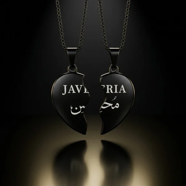 Personalized Broken Heart Necklace – Custom Engraved Love Pendant