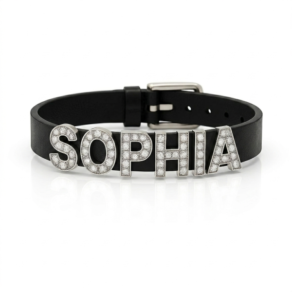 Exquisite Personalized Rhinestone Name Bracelet – Pure Love
