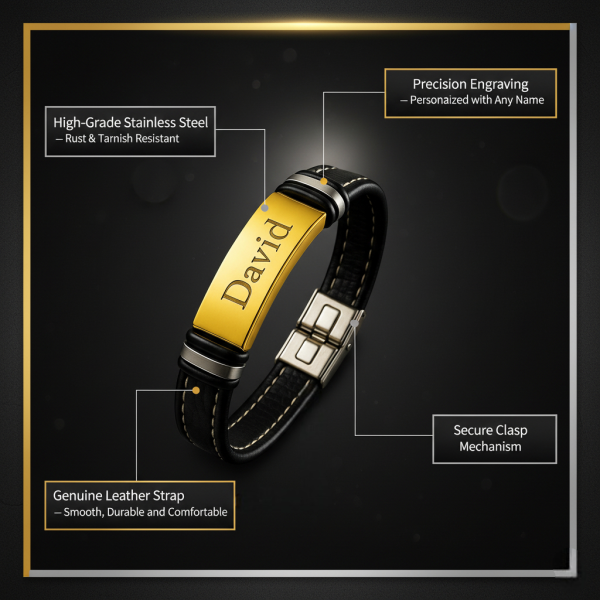 Engraved Leather Bracelet – Personalized Gift for Couples