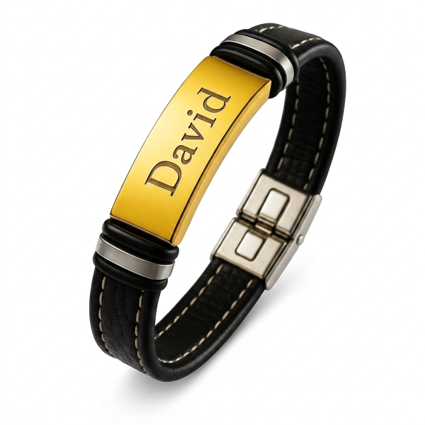 Engraved Leather Bracelet – Personalized Gift for Couples