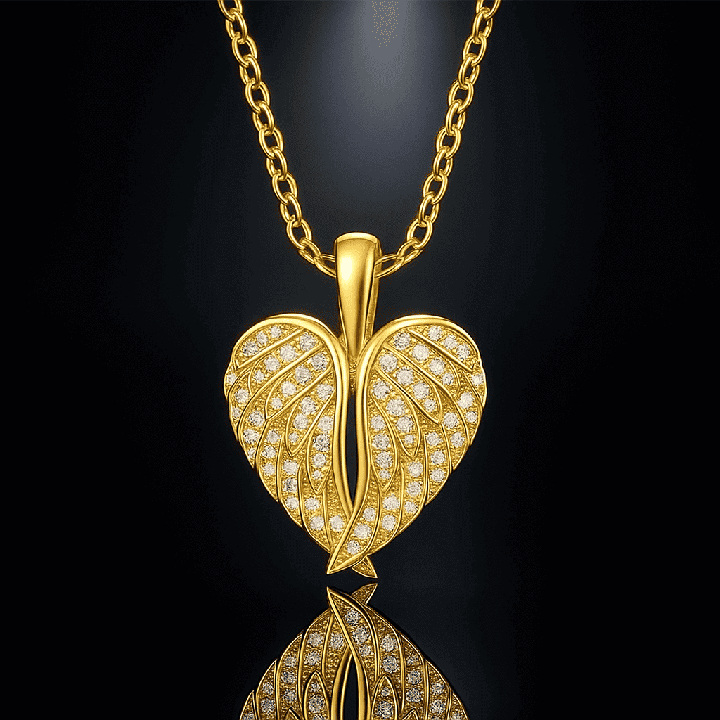 Custom Angel Wings Heart Necklace
