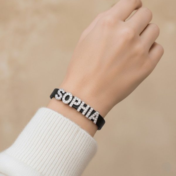Exquisite Personalized Rhinestone Name Bracelet – Pure Love