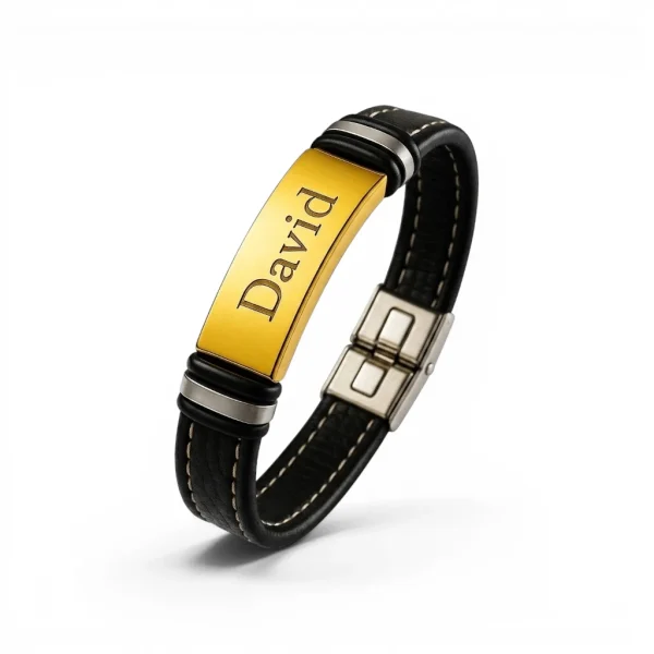 Engraved Leather Bracelet – Personalized Gift for Couples