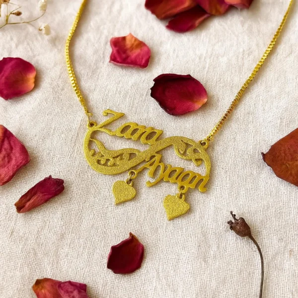 Personalised Couple Name Necklace Custom Heart Pendant with Butterfly Engraved Double Name Necklace for Couples His and Hers Gift - Image 6