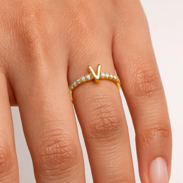 Luxury Single Initial Letter Ring – Custom Fine Jewelry Gift - Image 3