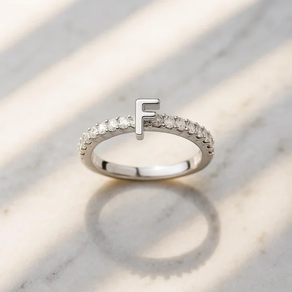 Luxury Single Initial Letter Ring – Custom Fine Jewelry Gift - Image 4