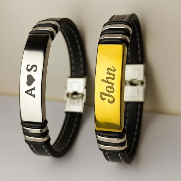 Engraved Leather Bracelet – Personalized Gift for Couples - Image 9
