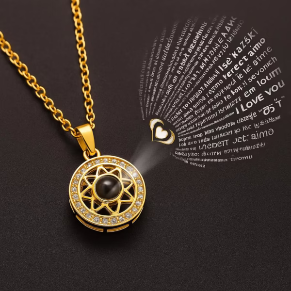 100 Languages Love You Projection Necklace Magnetic Sun Moon Pendant with Hidden Message, I Love You Necklace for Couples & Girlfriend Gift - Image 3