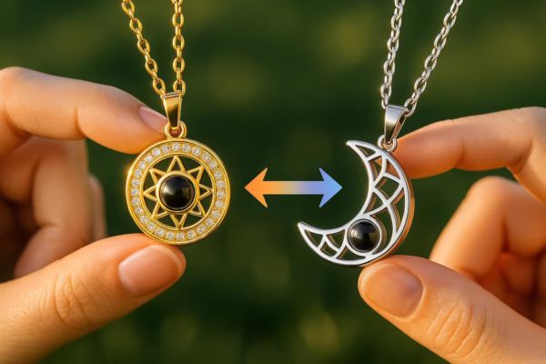 100 Languages Love You Projection Necklace Magnetic Sun Moon Pendant with Hidden Message, I Love You Necklace for Couples & Girlfriend Gift - Image 9