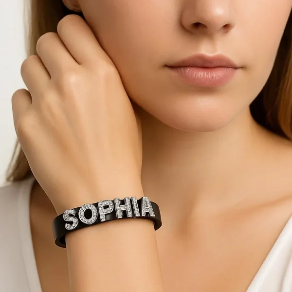 Exquisite Personalized Rhinestone Name Bracelet – Pure Love