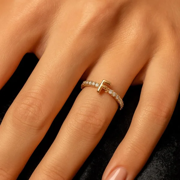 Luxury Single Initial Letter Ring – Custom Fine Jewelry Gift - Image 5
