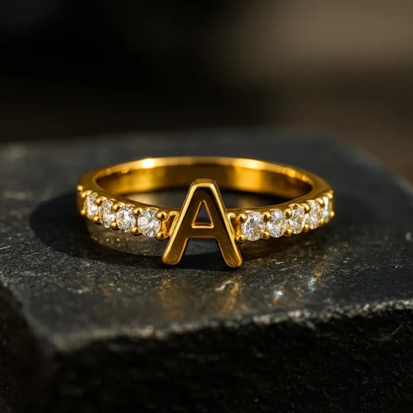 Luxury Single Initial Letter Ring – Custom Fine Jewelry Gift - Image 6