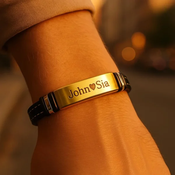 Engraved Leather Bracelet – Personalized Gift for Couples - Image 6