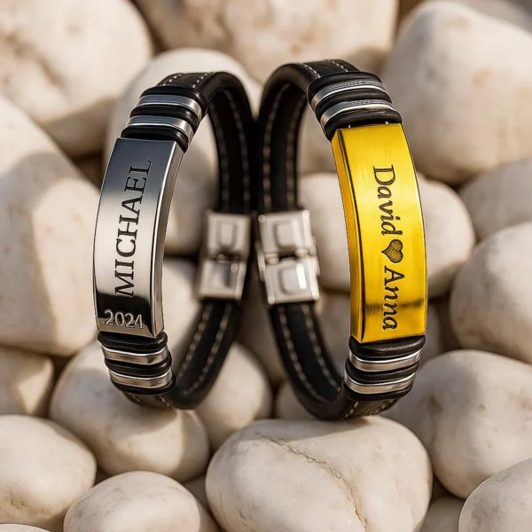 Engraved Leather Bracelet – Personalized Gift for Couples - Image 8