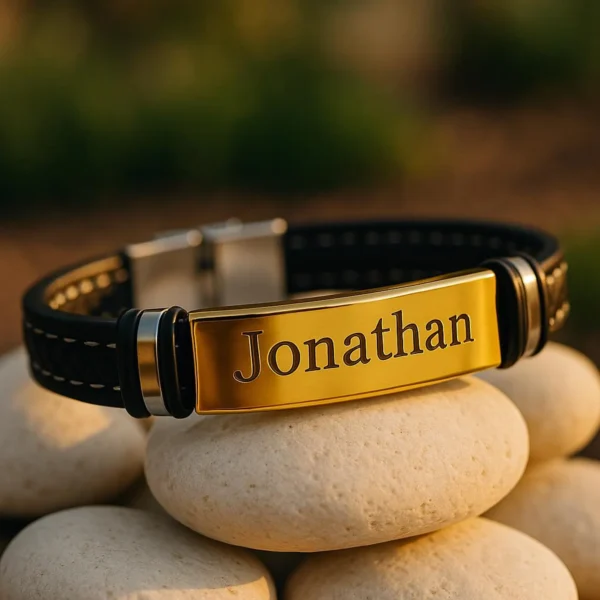 Engraved Leather Bracelet – Personalized Gift for Couples - Image 4