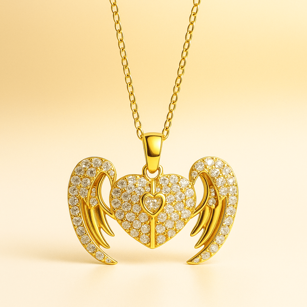 Radiant Crystal Angel Heart Necklace – Stunning Guardian Angel Design - Image 5