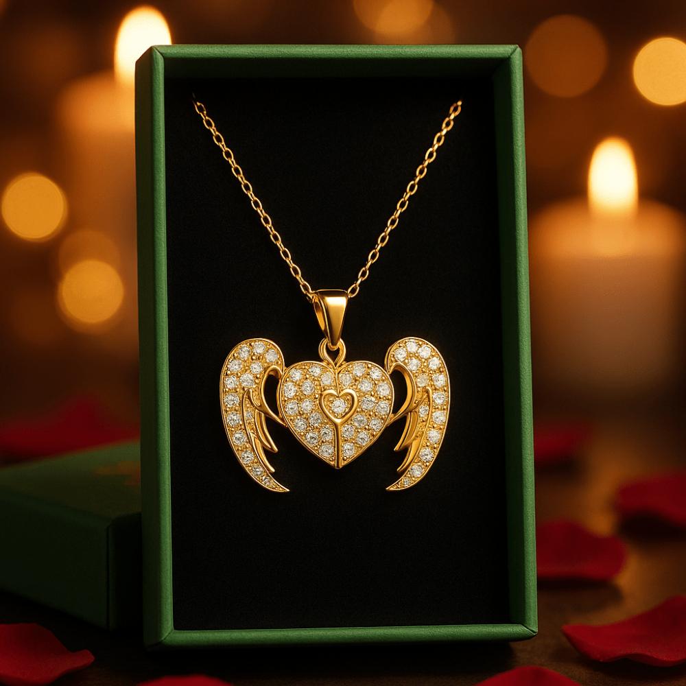 Radiant Crystal Angel Heart Necklace – Stunning Guardian Angel Design - Image 6