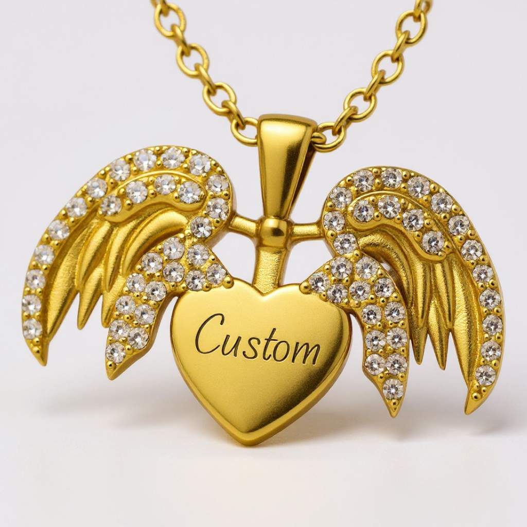 Radiant Crystal Angel Heart Necklace – Stunning Guardian Angel Design - Image 3