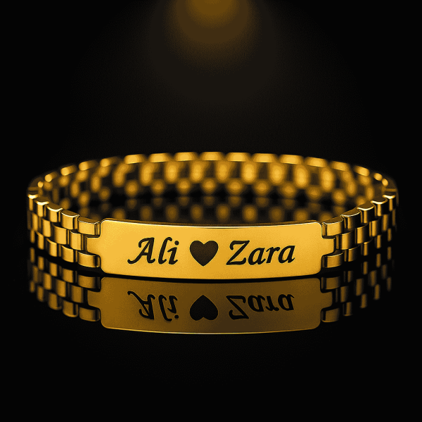 Custom Cuban Link ID Plate Bracelet for Men’s and Engraved Name Plate, Gold and Silver Stainless Steel Chain Bracelet, Gift for Men’s