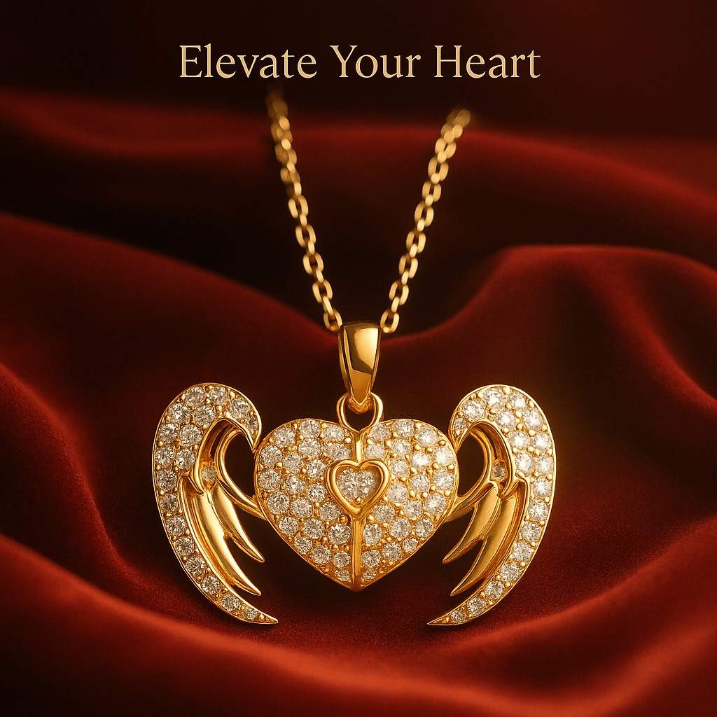 Radiant Crystal Angel Heart Necklace – Stunning Guardian Angel Design - Image 4