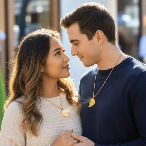 Personalized Broken Heart Necklace – Custom Engraved Love Pendant