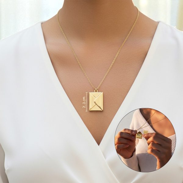 Stunning Gold Envelope Locket Necklace – Custom Photo Locket Gift