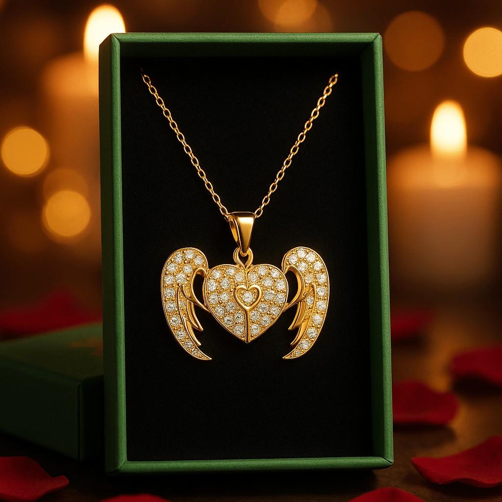 Radiant Crystal Angel Heart Necklace – Stunning Guardian Angel Design - Image 5