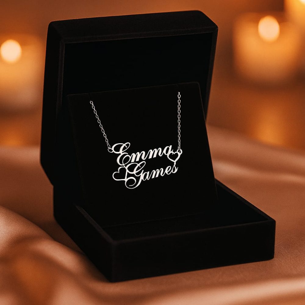 Personalised Couple Name Necklace Custom Heart Pendant with Butterfly Engraved Double Name Necklace for Couples His and Hers Gift - Image 8