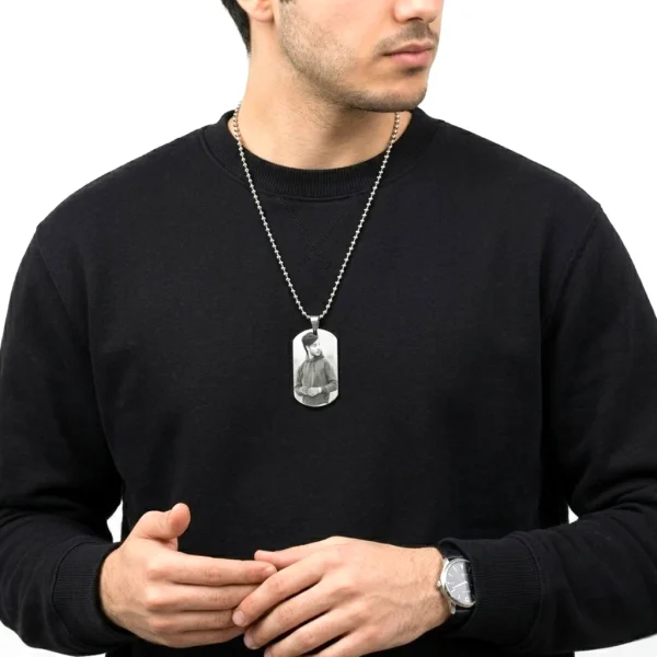 Personalised Mixed Metal Photo Tag Necklace – Stainless Steel