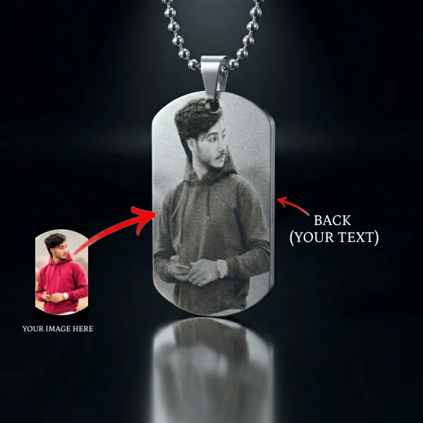 Personalised Mixed Metal Photo Tag Necklace – Stainless Steel