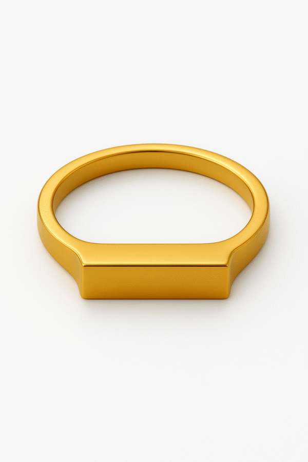 Gold bar signet ring