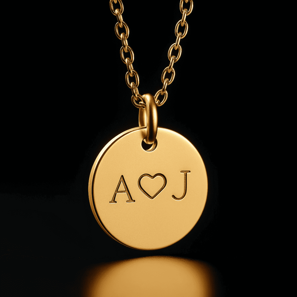 engravable gold disc necklace