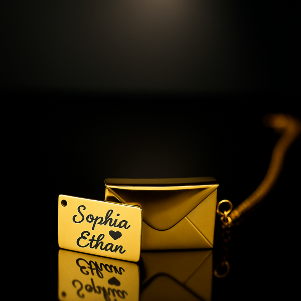 Stunning Gold Envelope Locket Necklace – Custom Photo Locket Gift