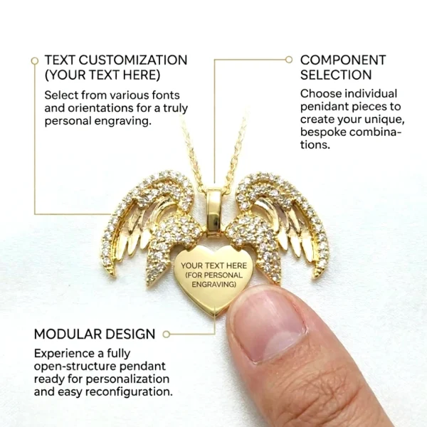 Radiant Crystal Angel Heart Necklace – Stunning Guardian Angel Design