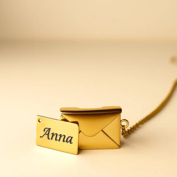 Stunning Gold Envelope Locket Necklace - Custom Photo Locket Gift - Image 4