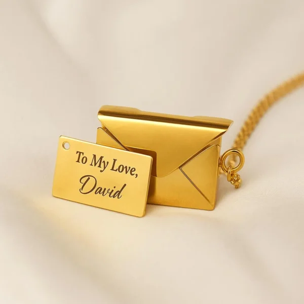 Stunning Gold Envelope Locket Necklace - Custom Photo Locket Gift - Image 6