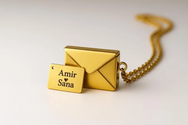 Stunning Gold Envelope Locket Necklace - Custom Photo Locket Gift - Image 7