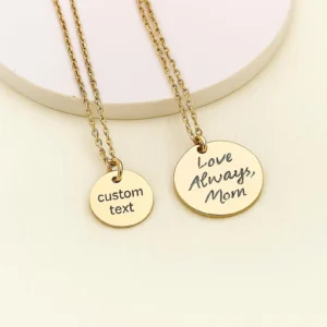 Luxurious Gold Disc Necklace – Personalized Solid Gold Engraved Jewelry