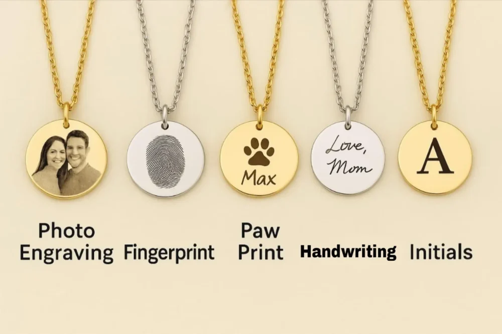Luxurious Gold Disc Necklace – Personalized Solid Gold Engraved Jewelry - Image 4