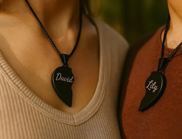 Personalized Broken Heart Necklace – Custom Engraved Love Pendant - Image 6